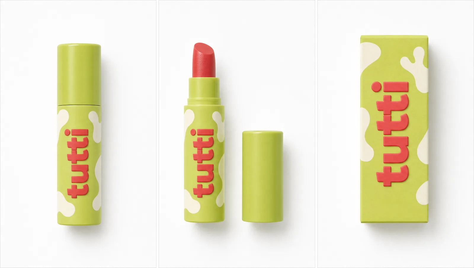 tutti shade 03 lime — sour — packaging candy lime green with white milk-splash pattern